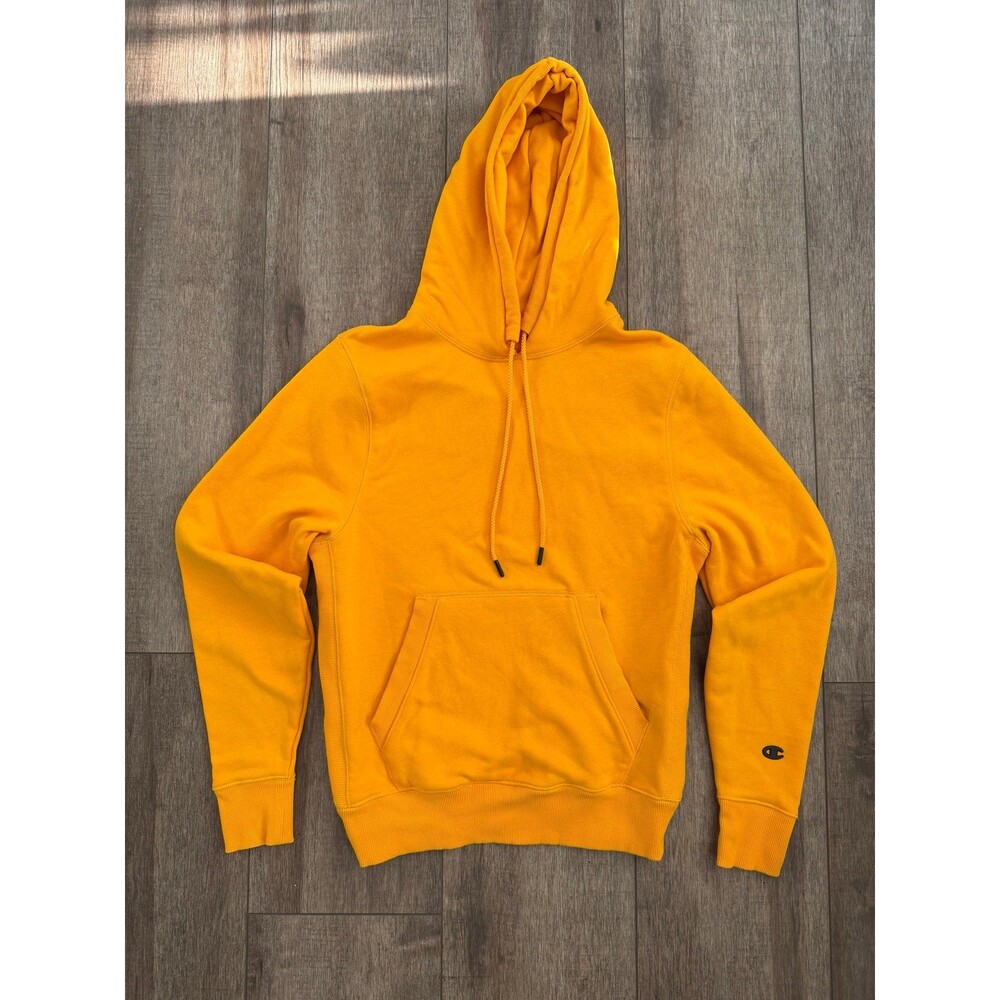 Champion Mens Small Gold Pullover Hoodie Yellow French Terry C Logo sweatshirt